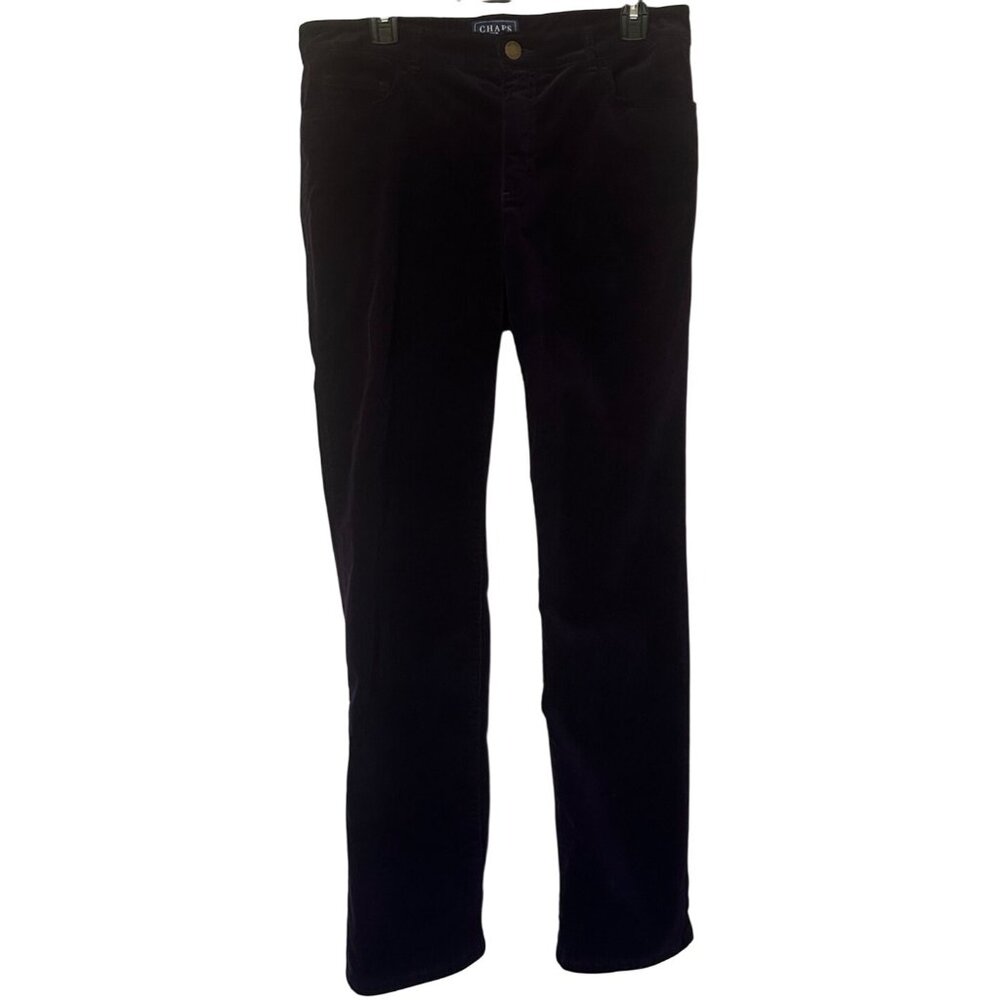 Chaps Denim Dark Purple Velvet Mid-Rise Pants Cotton Blend Women's Size 10